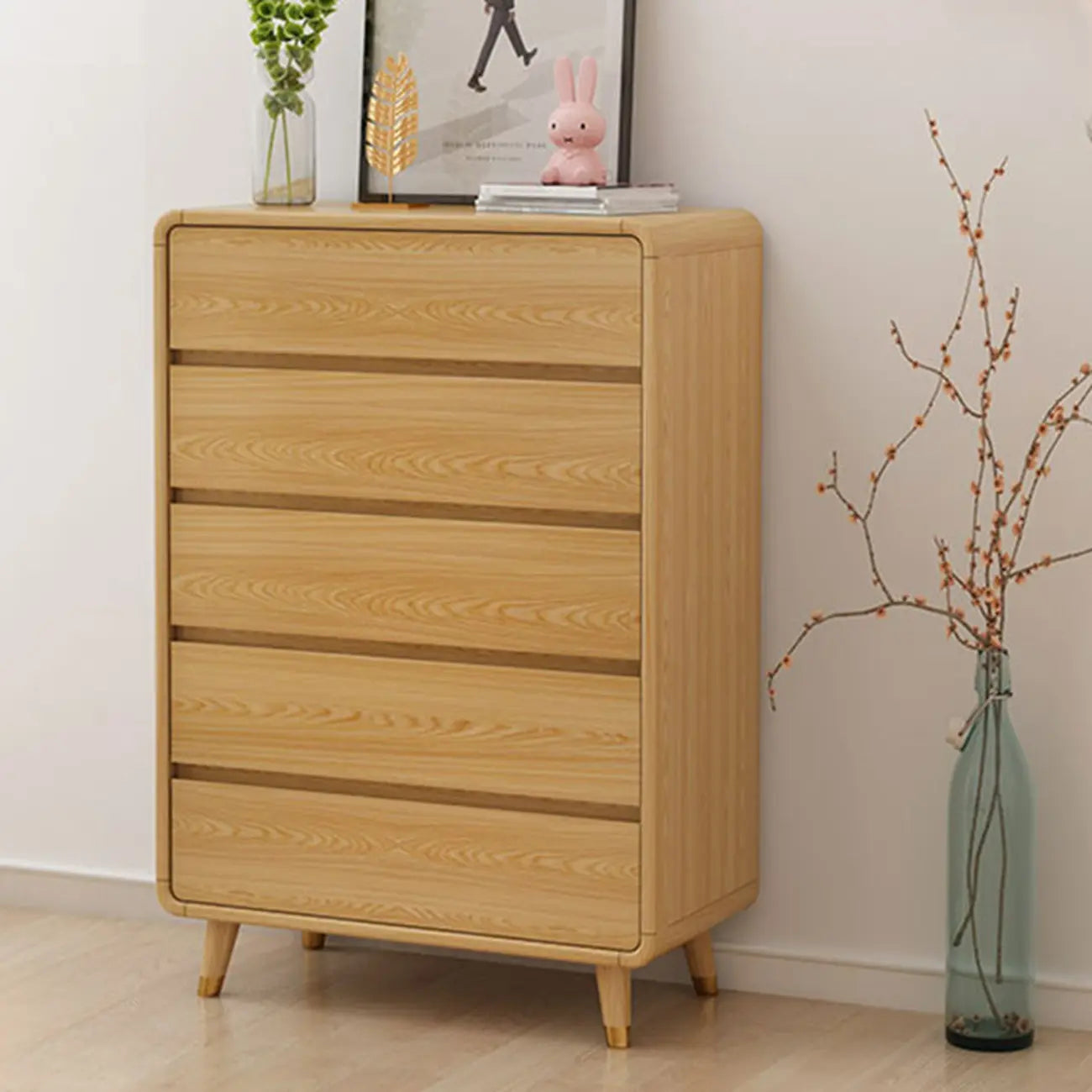 Commode élégante et spacieuse en bois brun et blanc avec 9 tiroirs