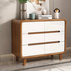 Commode élégante et spacieuse en bois brun et blanc avec 9 tiroirs