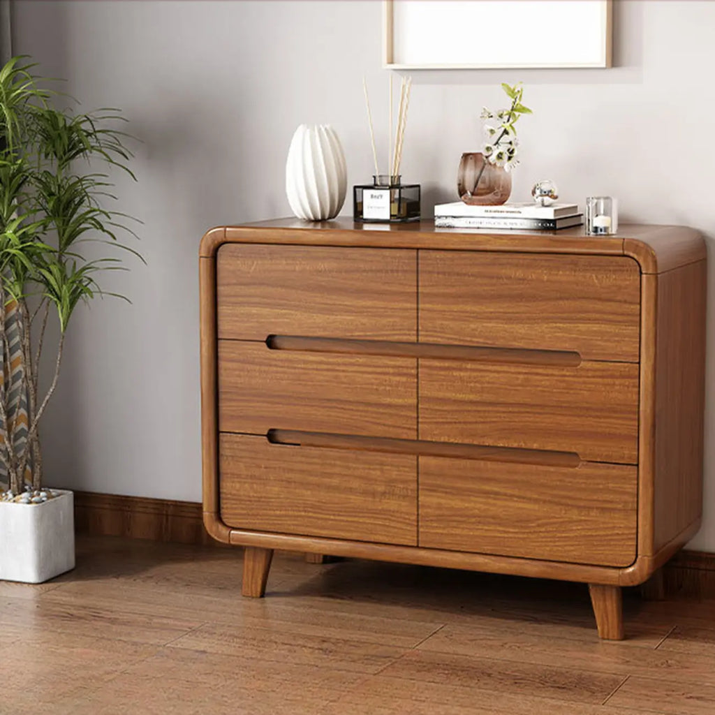 Commode élégante et spacieuse en bois brun et blanc avec 9 tiroirs