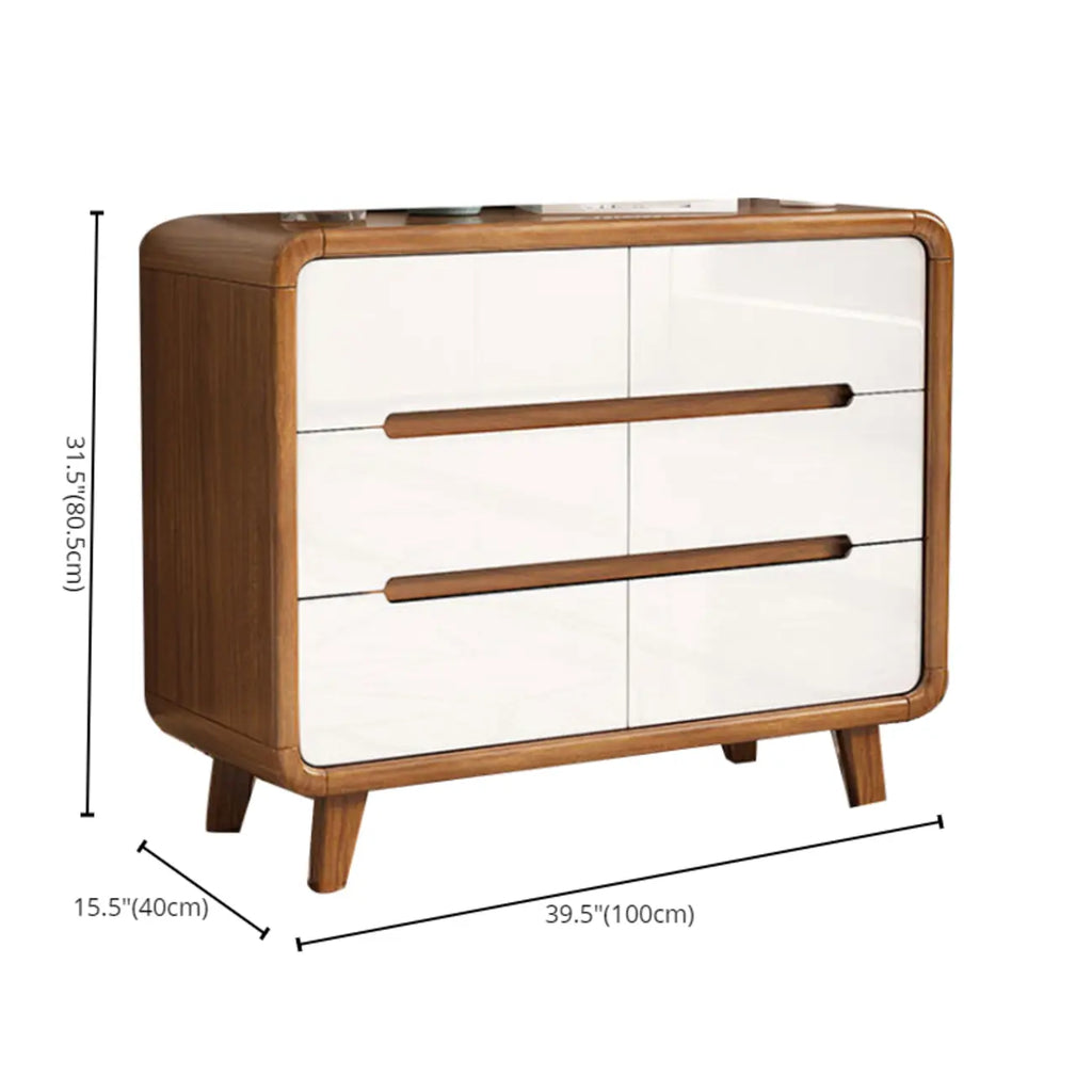 Commode élégante et spacieuse en bois brun et blanc avec 9 tiroirs