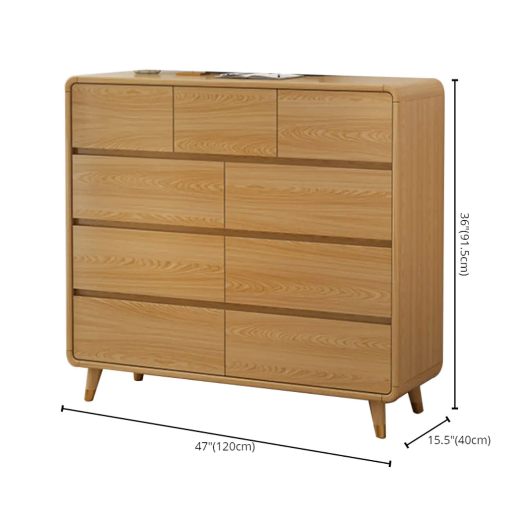 Commode élégante et spacieuse en bois brun et blanc avec 9 tiroirs