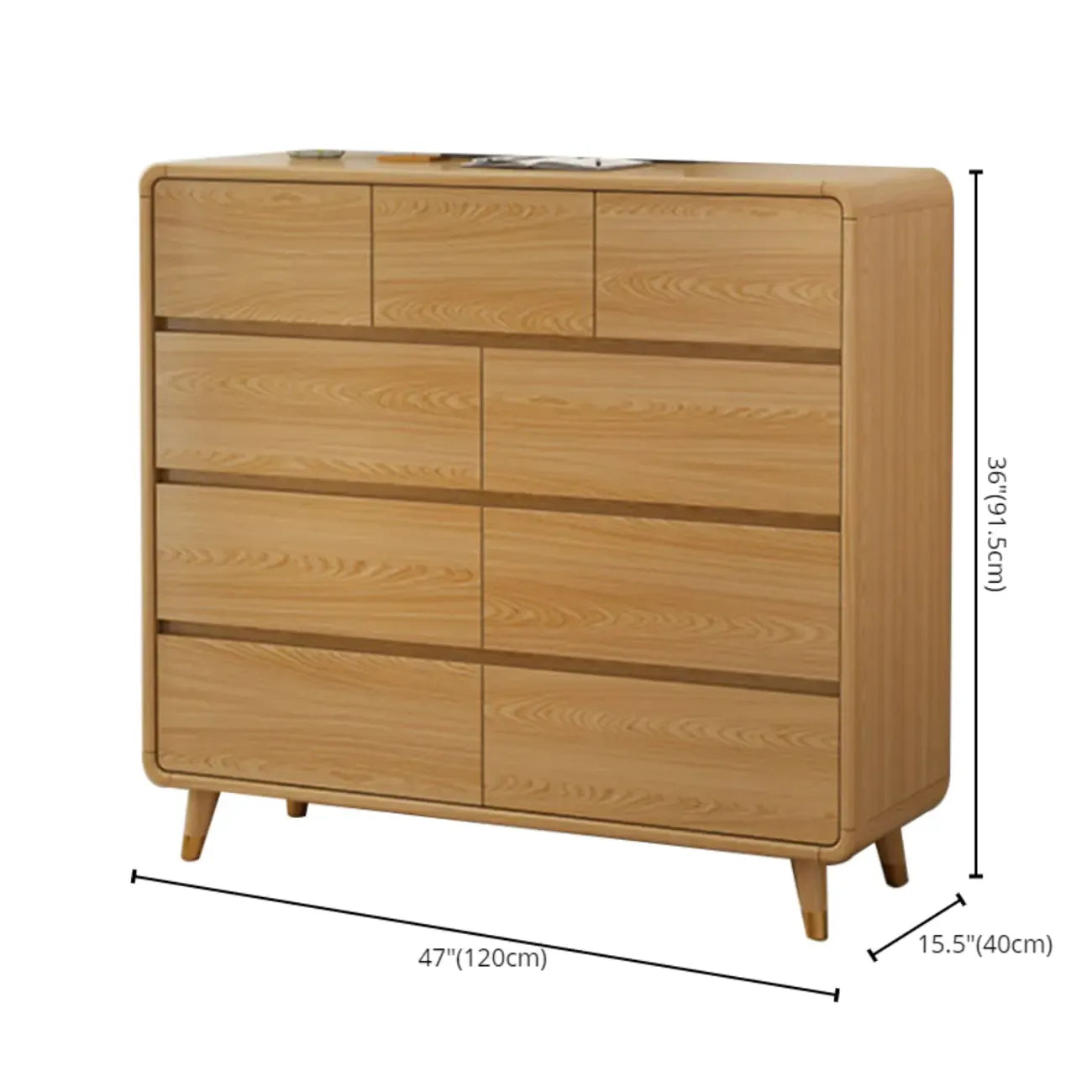 Commode élégante et spacieuse en bois brun et blanc avec 9 tiroirs