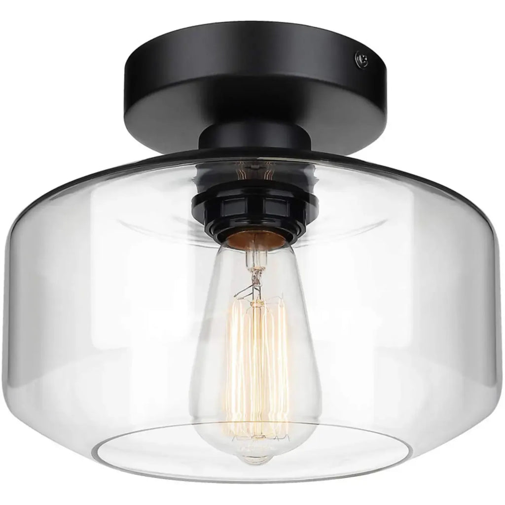 Plafonnier semi-encastré industriel en verre transparent pour couloir