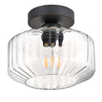 Plafonnier semi-encastré industriel en verre transparent pour couloir