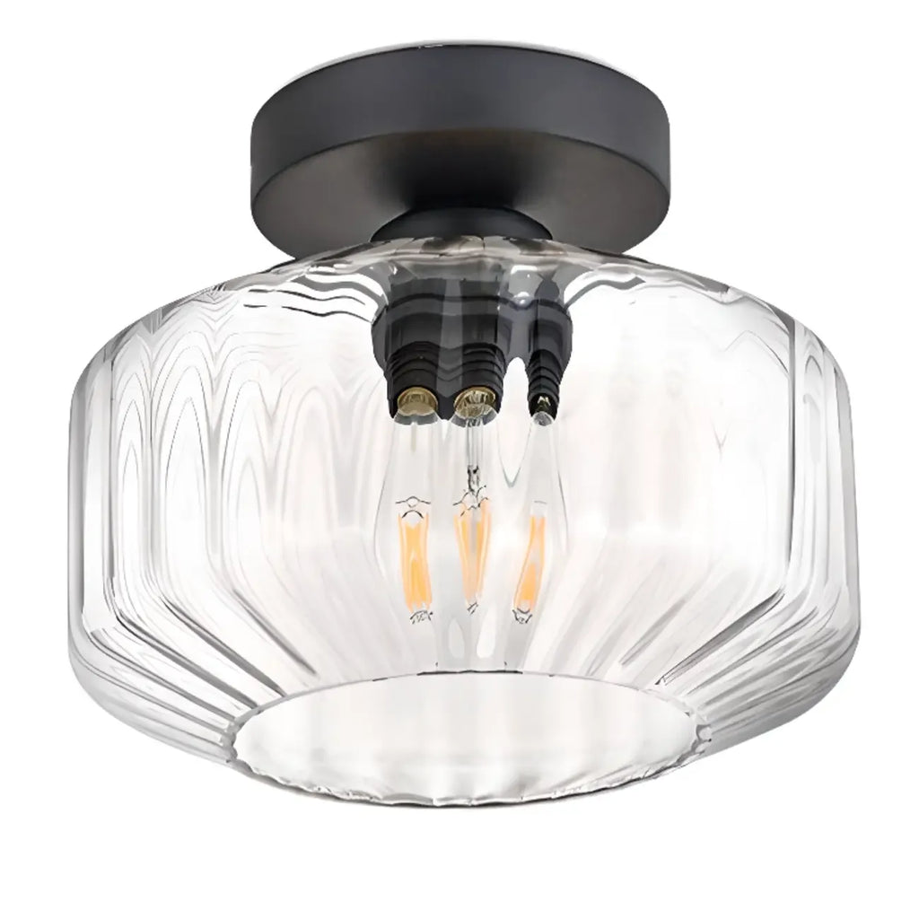 Plafonnier semi-encastré industriel en verre transparent pour couloir