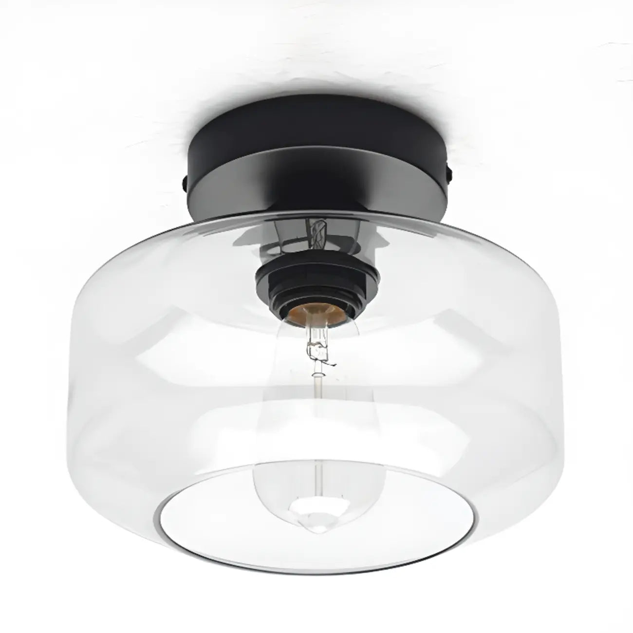 Plafonnier semi-encastré industriel en verre transparent pour couloir