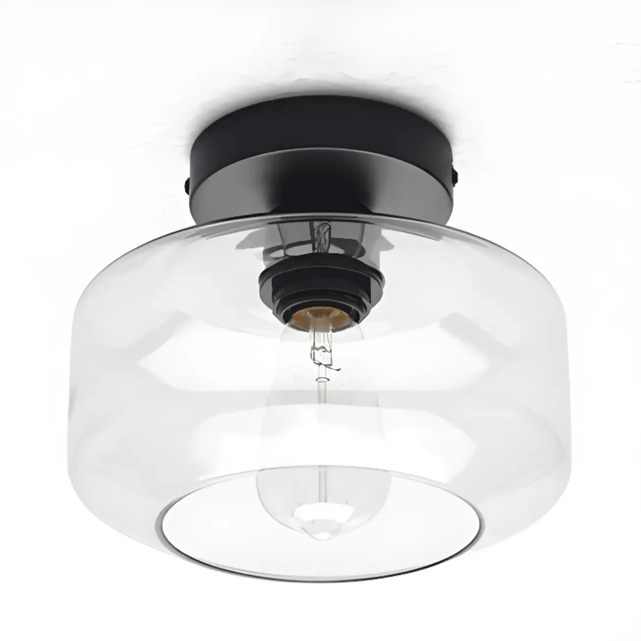 Plafonnier semi-encastré industriel en verre transparent pour couloir