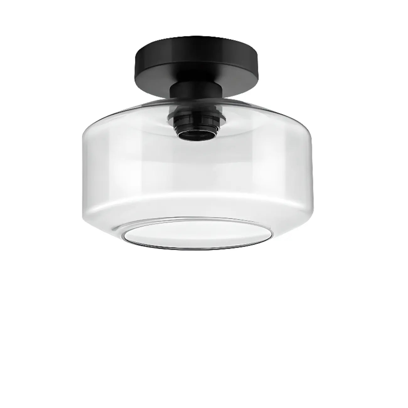 Plafonnier semi-encastré industriel en verre transparent pour couloir