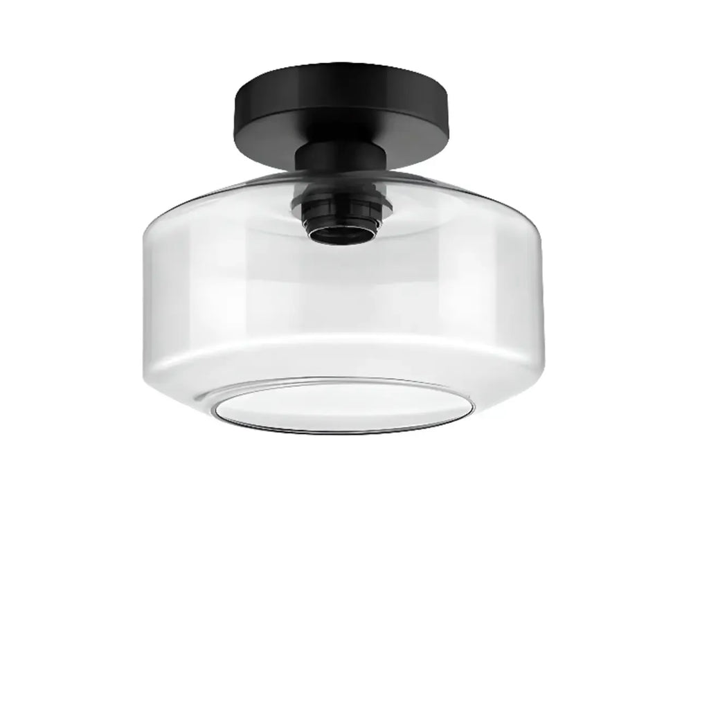Plafonnier semi-encastré industriel en verre transparent pour couloir