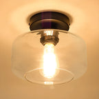 Plafonnier semi-encastré industriel en verre transparent pour couloir