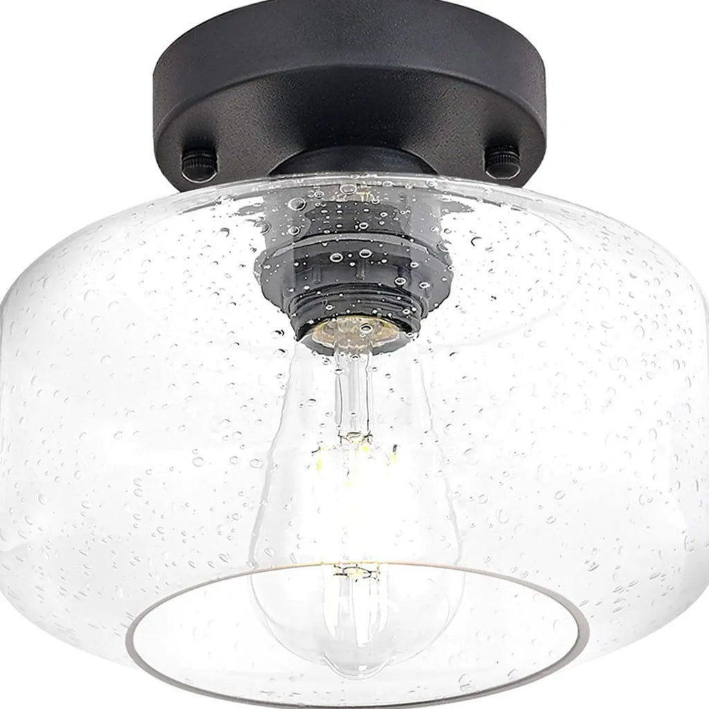 Plafonnier semi-encastré industriel en verre transparent pour couloir