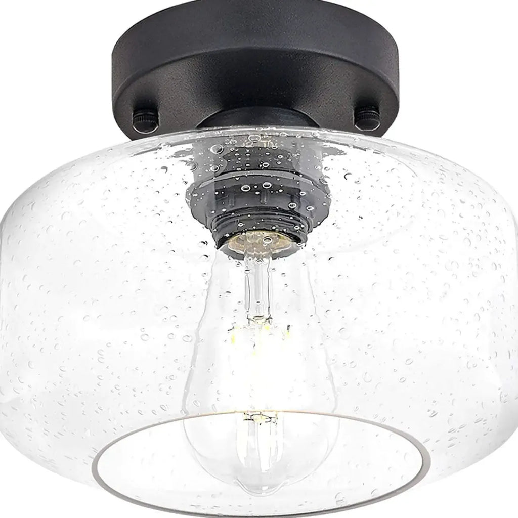 Plafonnier semi-encastré industriel en verre transparent pour couloir