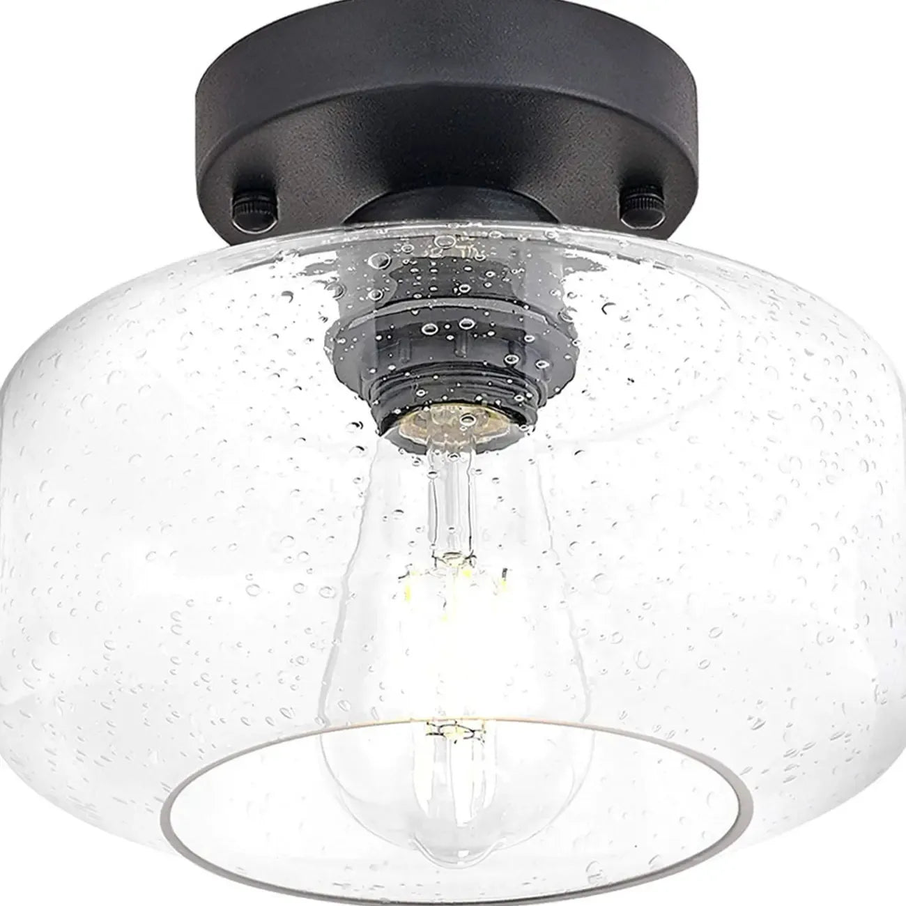 Plafonnier semi-encastré industriel en verre transparent pour couloir