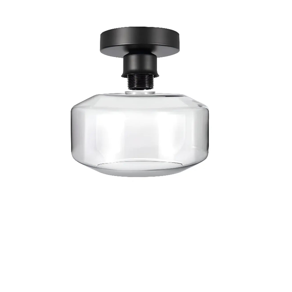 Plafonnier semi-encastré industriel en verre transparent pour couloir