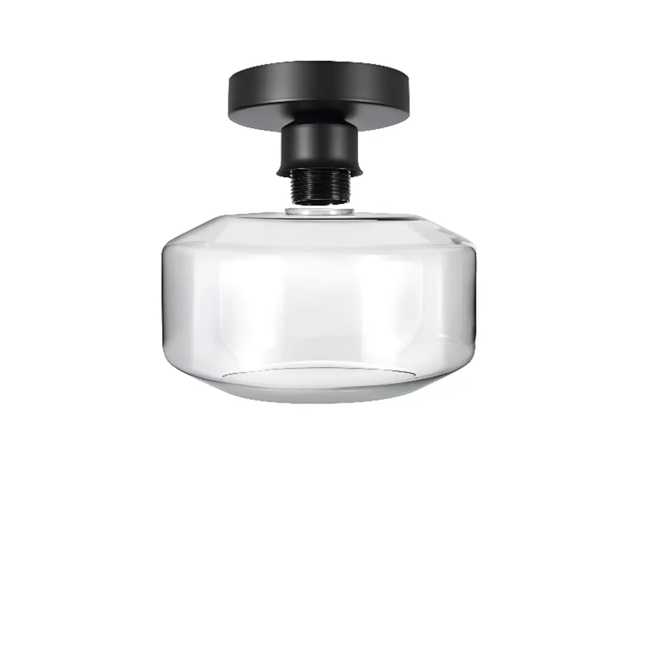 Plafonnier semi-encastré industriel en verre transparent pour couloir