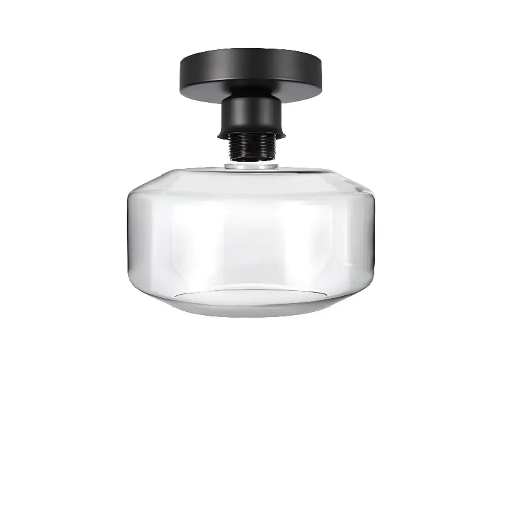 Plafonnier semi-encastré industriel en verre transparent pour couloir