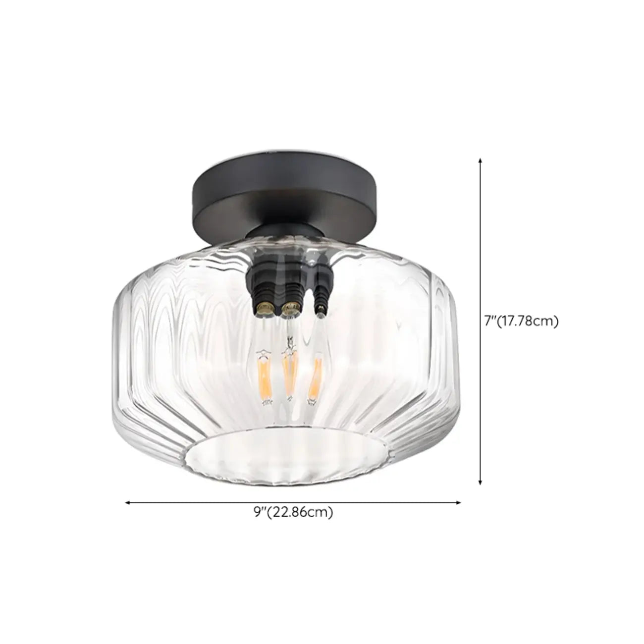 Plafonnier semi-encastré industriel en verre transparent pour couloir