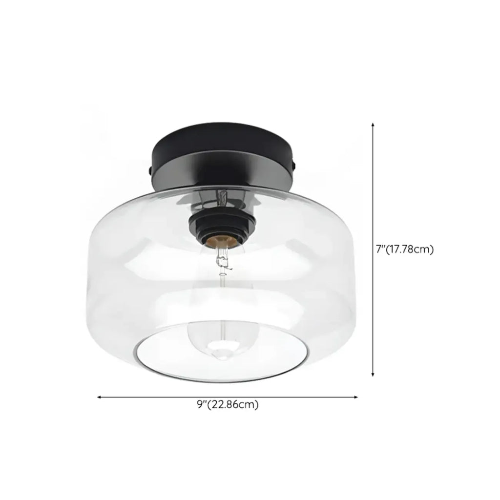 Plafonnier semi-encastré industriel en verre transparent pour couloir