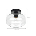 Plafonnier semi-encastré industriel en verre transparent pour couloir