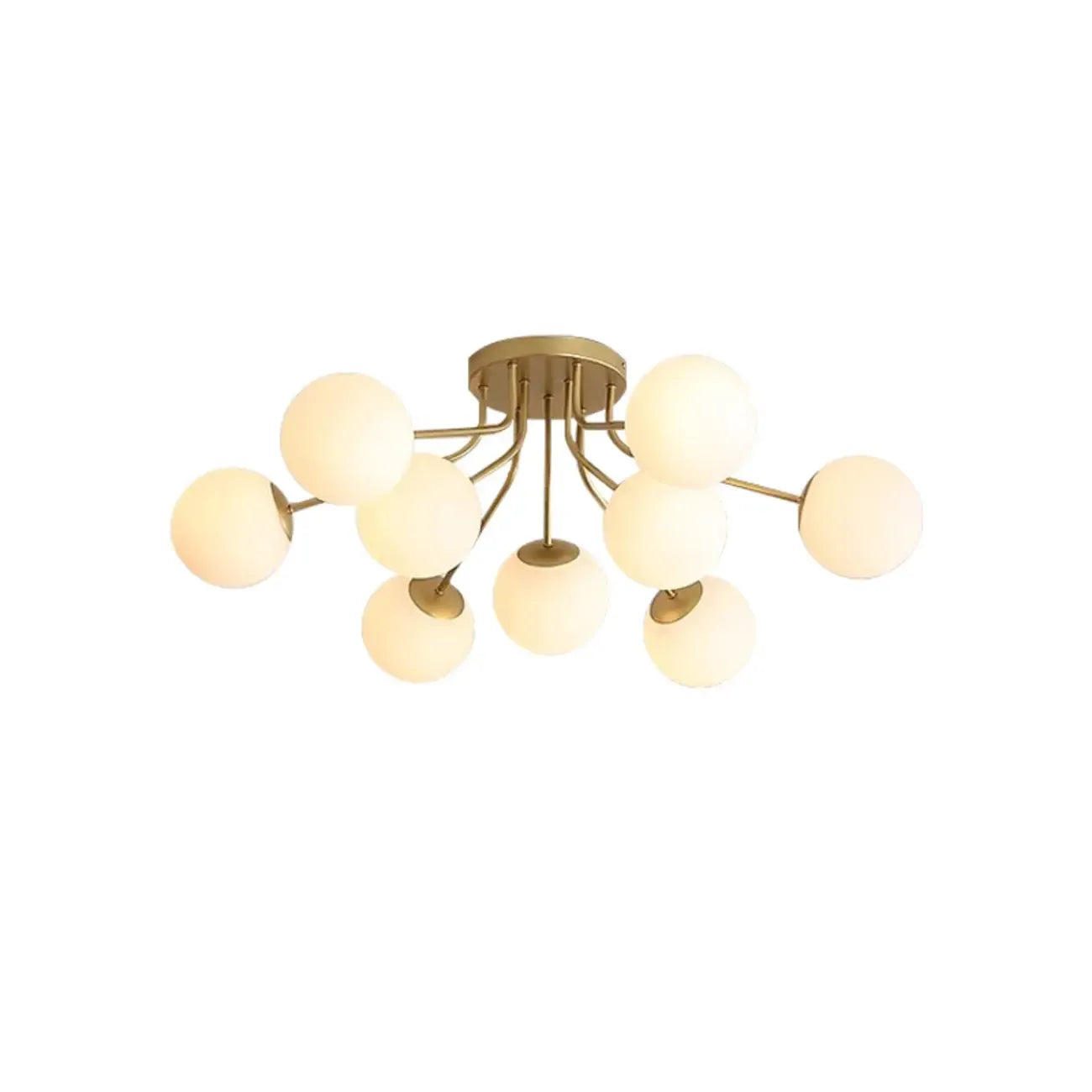 Plafonnier semi-encastré moderne en verre blanc et doré