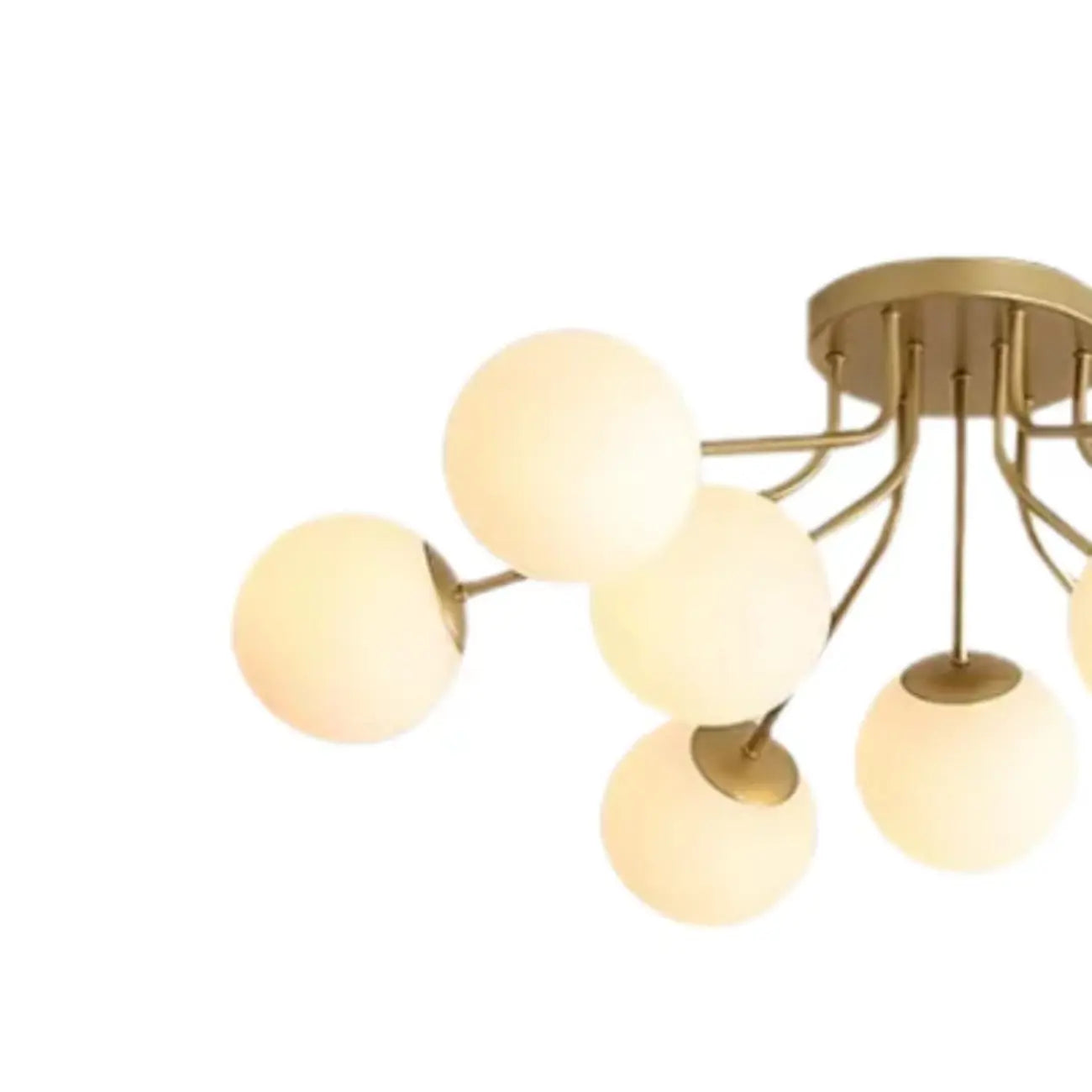 Plafonnier semi-encastré moderne en verre blanc et doré