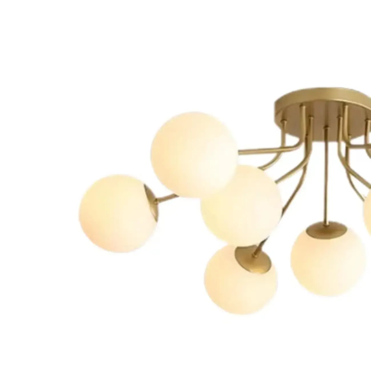 Plafonnier semi-encastré moderne en verre blanc et doré