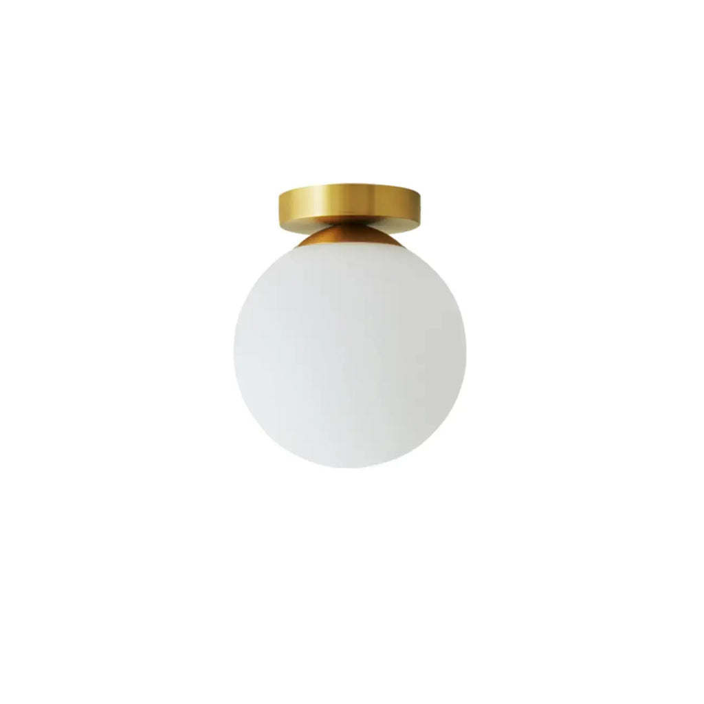 Plafonnier semi-encastré minimaliste en verre et métal, globe.