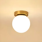 Plafonnier semi-encastré minimaliste en verre et métal, globe.