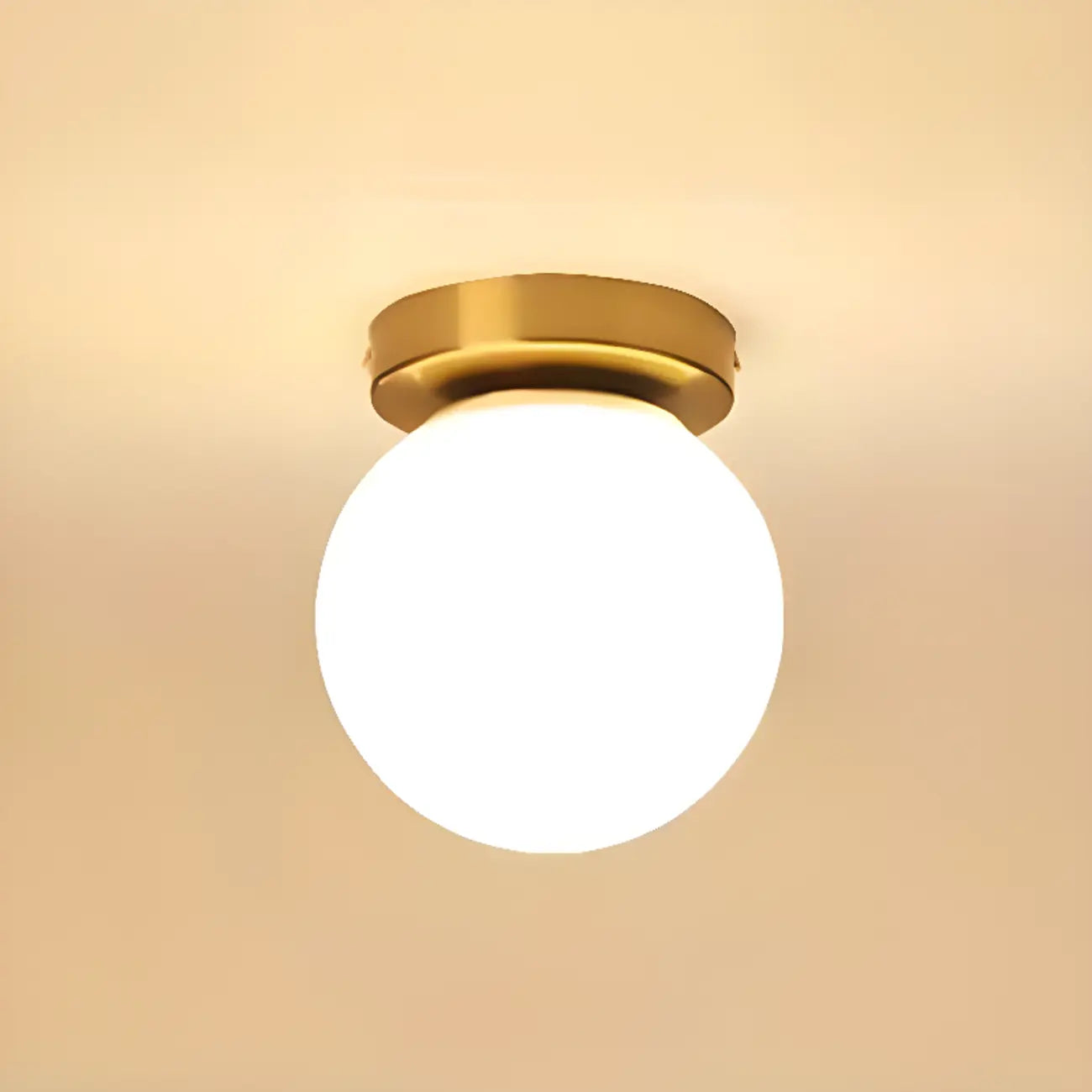 Plafonnier semi-encastré minimaliste en verre et métal, globe.