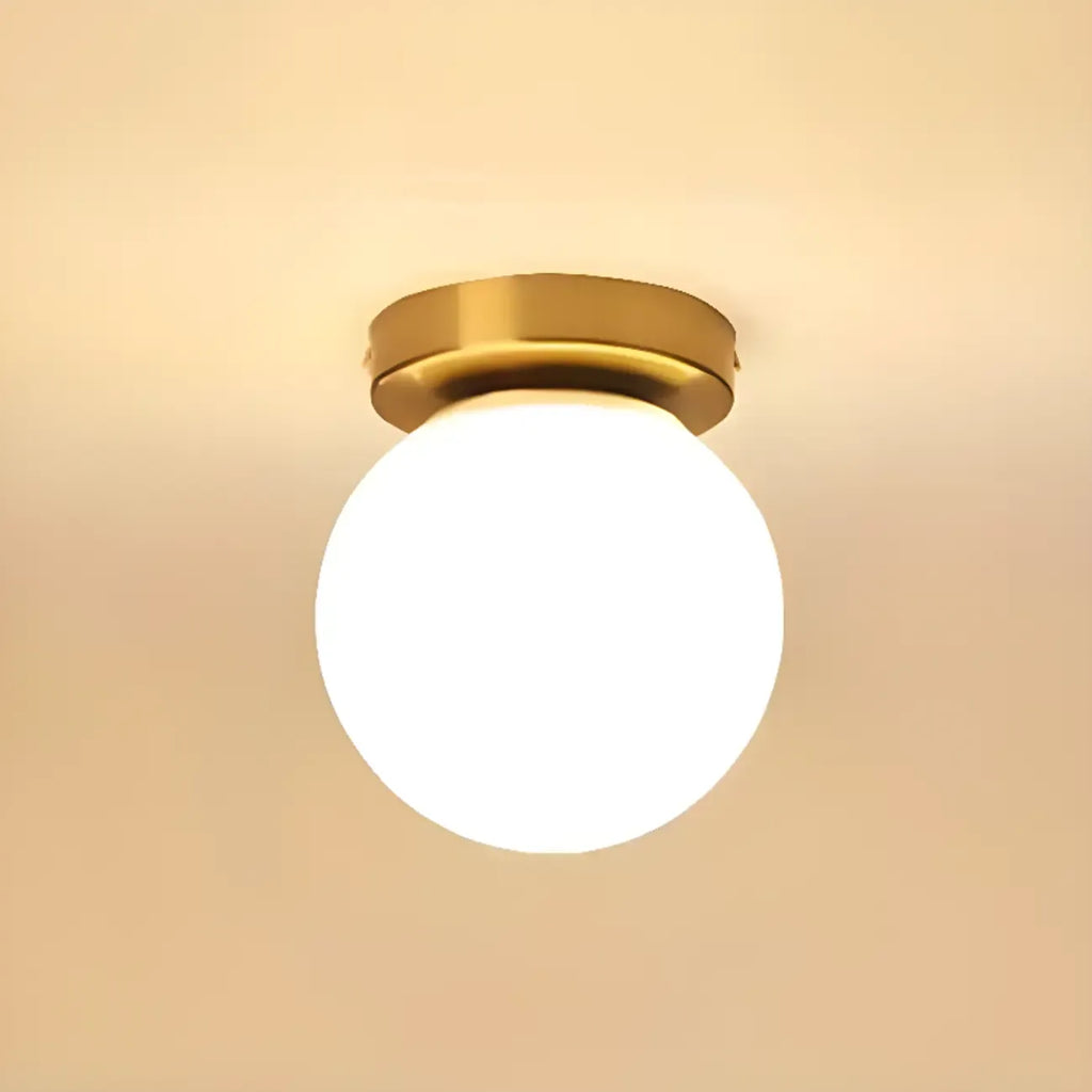 Plafonnier semi-encastré minimaliste en verre et métal, globe.