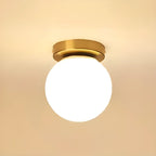 Plafonnier semi-encastré minimaliste en verre et métal, globe.