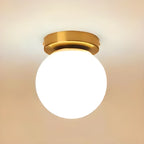 Plafonnier semi-encastré minimaliste en verre et métal, globe.