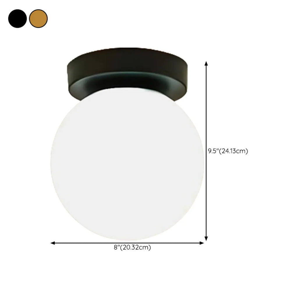 Plafonnier semi-encastré minimaliste en verre et métal, globe.