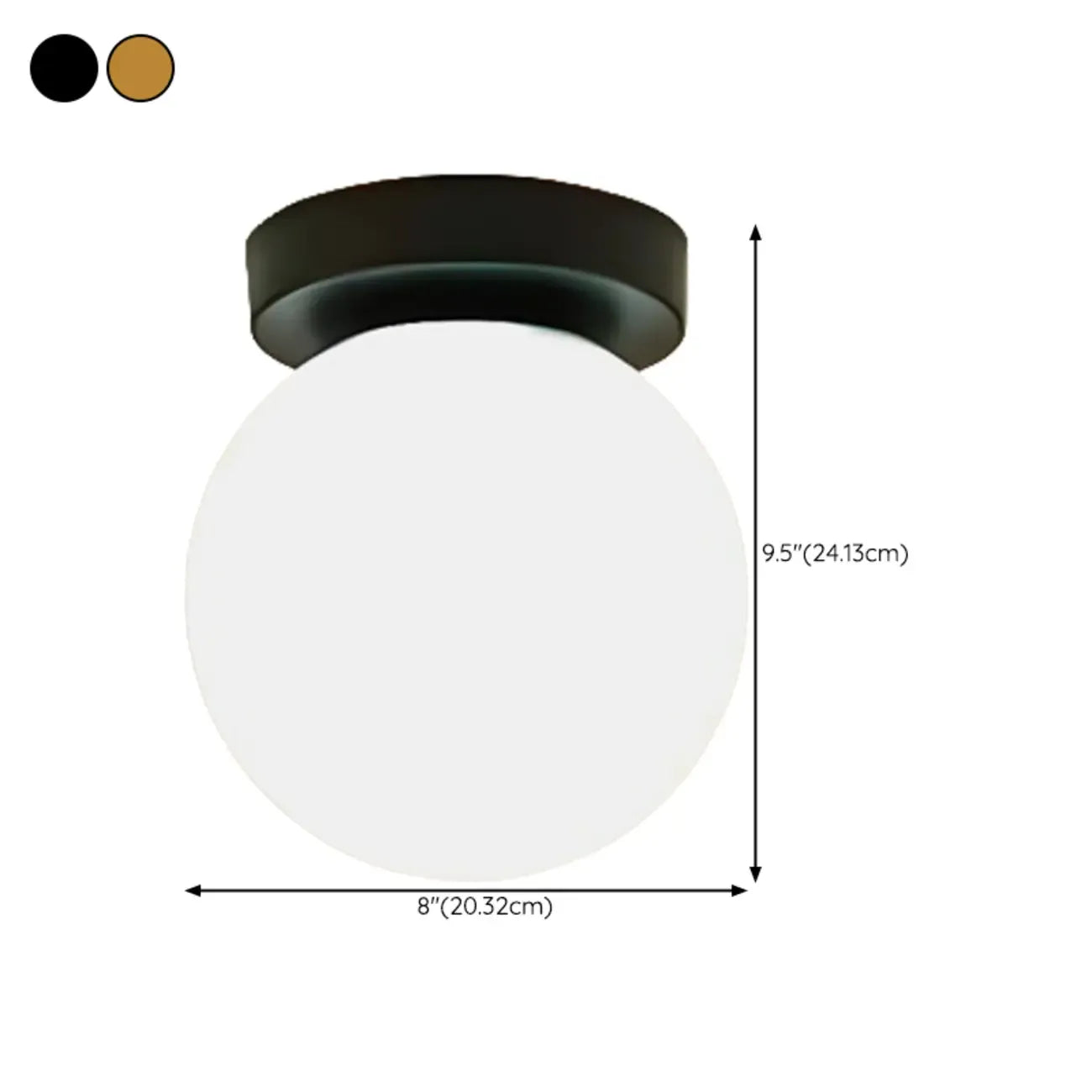Plafonnier semi-encastré minimaliste en verre et métal, globe.