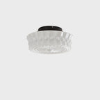 Plafonnier semi-encastré vintage rond en verre beige