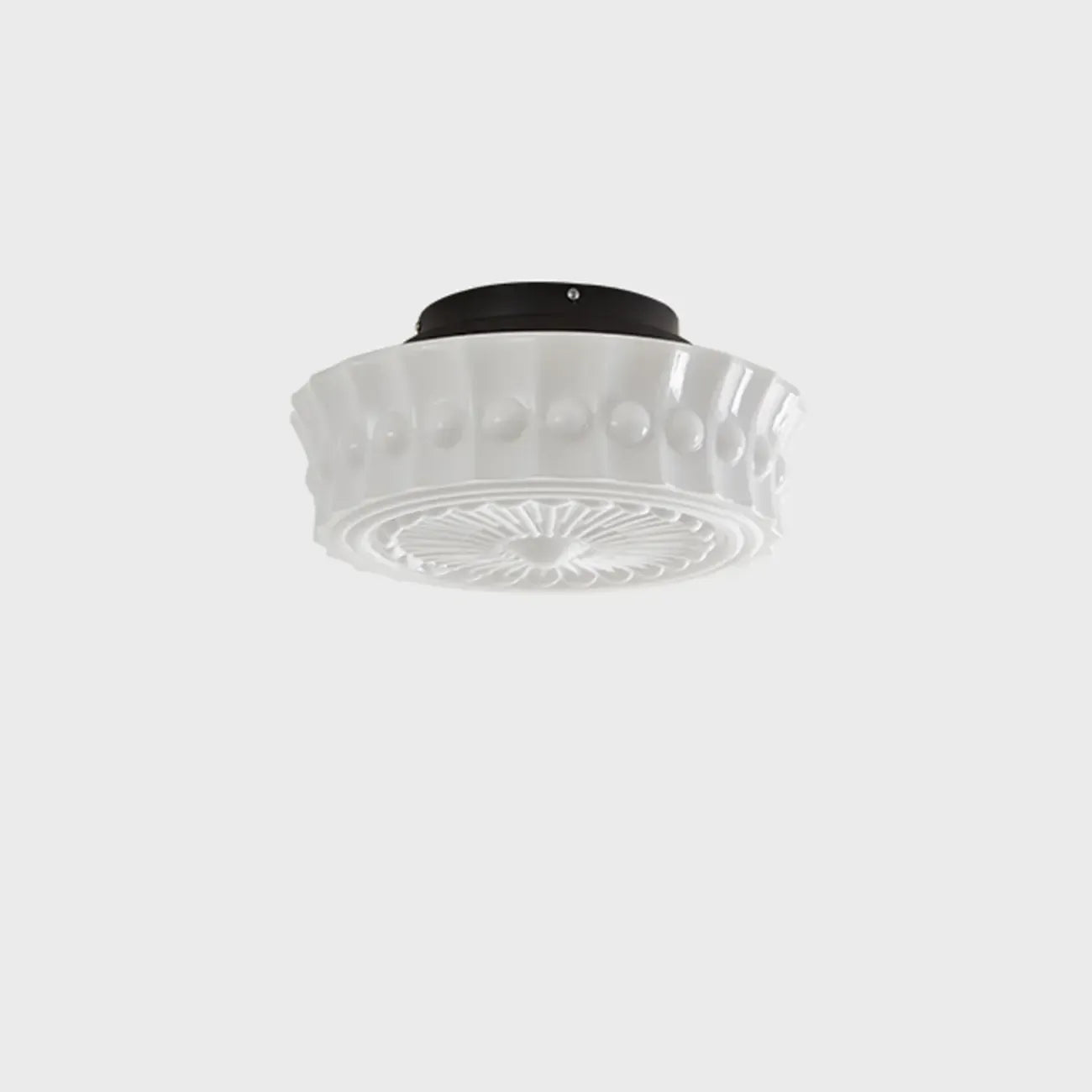 Plafonnier semi-encastré vintage rond en verre beige