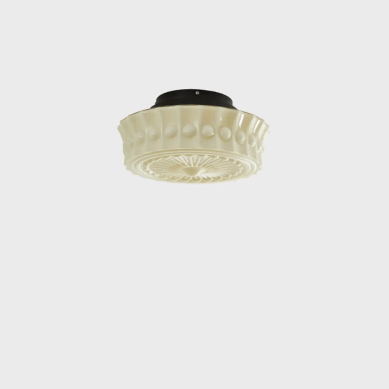 Plafonnier semi-encastré vintage rond en verre beige
