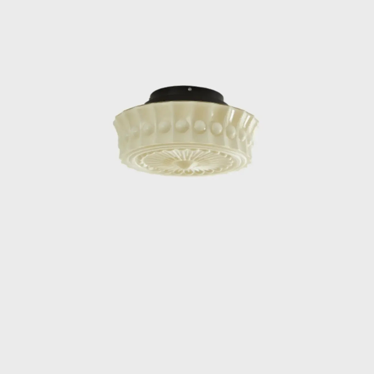 Plafonnier semi-encastré vintage rond en verre beige