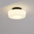 Plafonnier semi-encastré vintage rond en verre beige