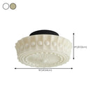 Plafonnier semi-encastré vintage rond en verre beige