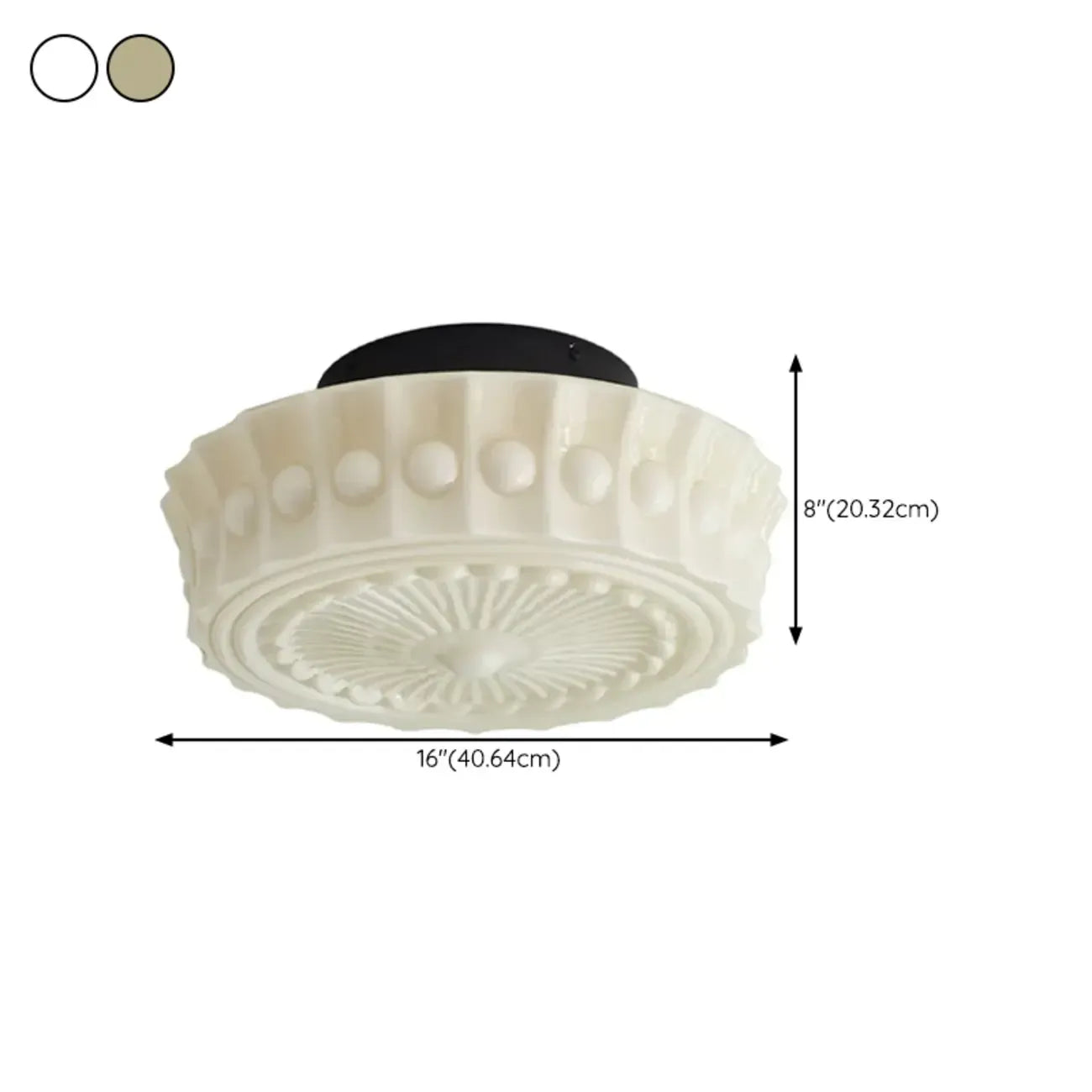 Plafonnier semi-encastré vintage rond en verre beige