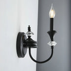 Applique murale vintage en fonte et cristal