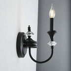 Applique murale vintage en fonte et cristal