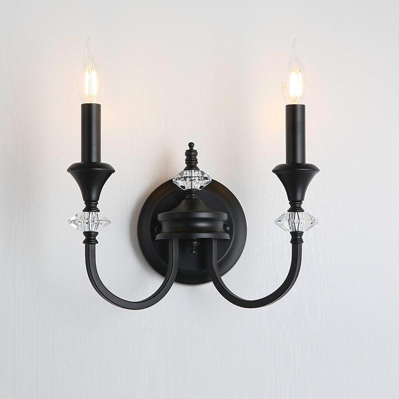 Applique murale vintage en fonte et cristal