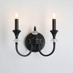 Applique murale vintage en fonte et cristal