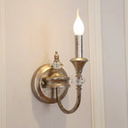 Applique murale vintage en fonte et cristal