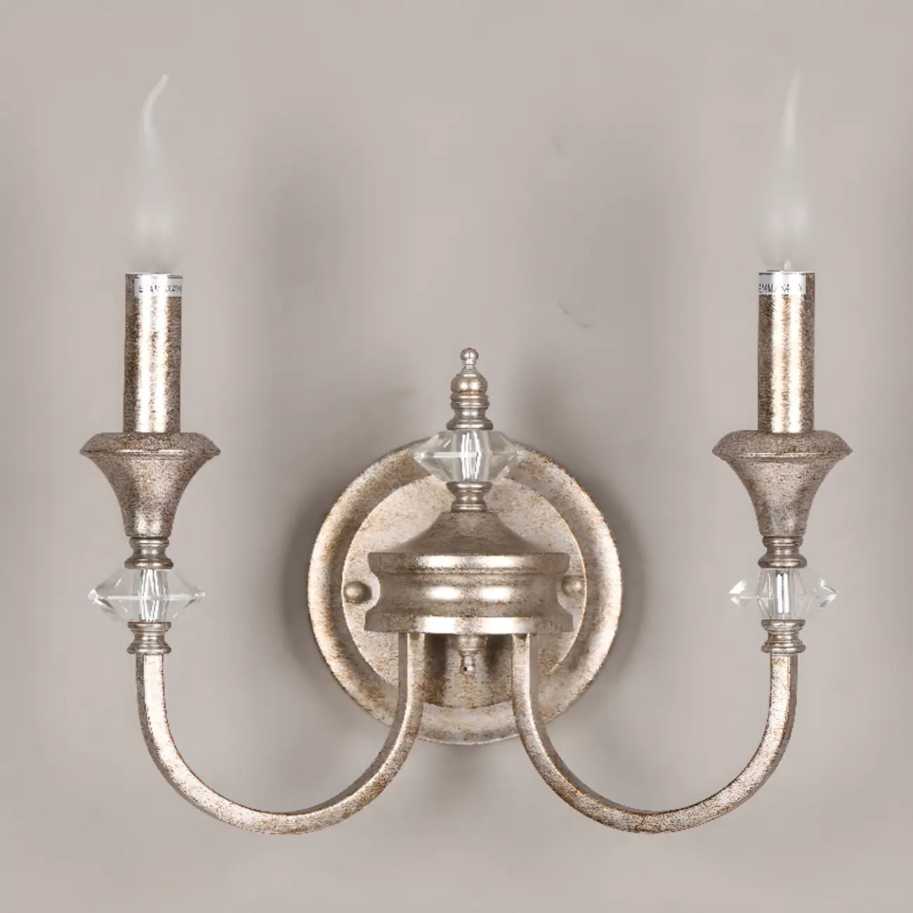 Applique murale vintage en fonte et cristal