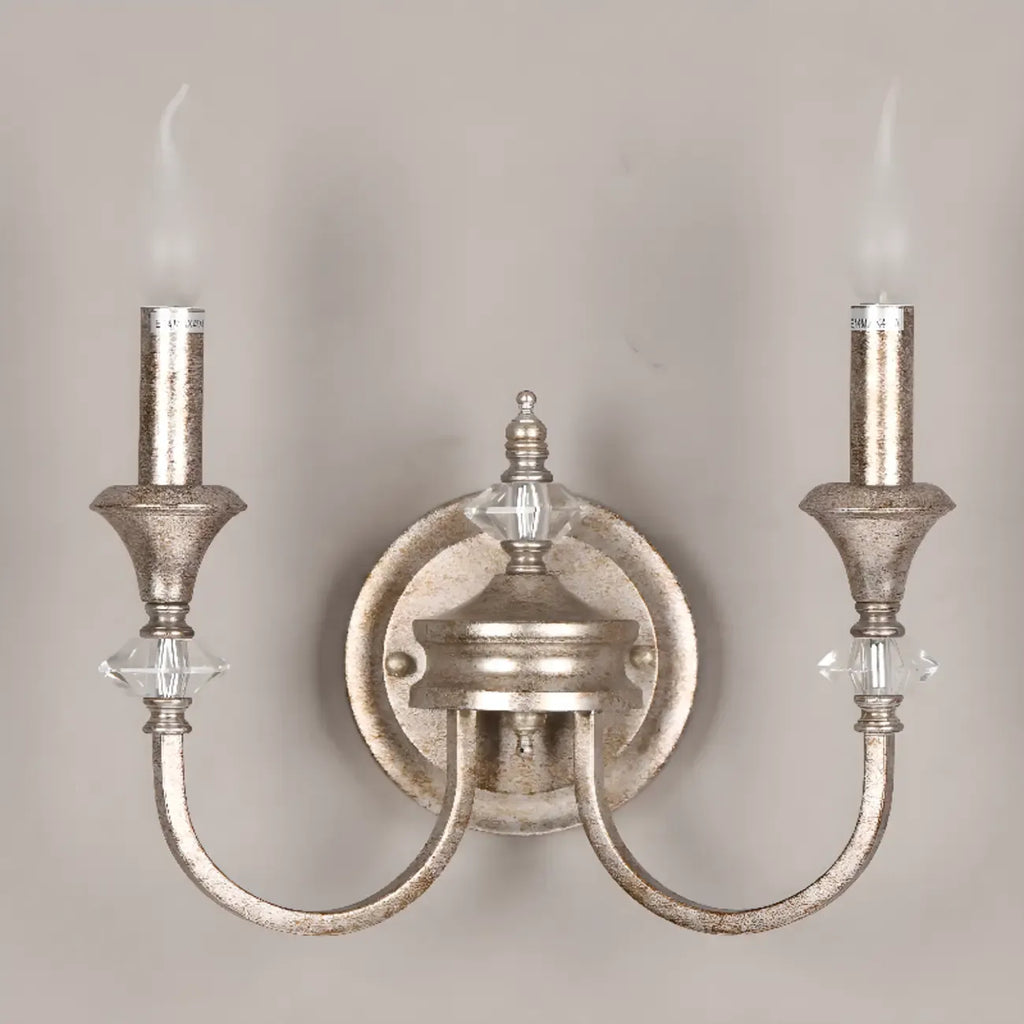 Applique murale vintage en fonte et cristal
