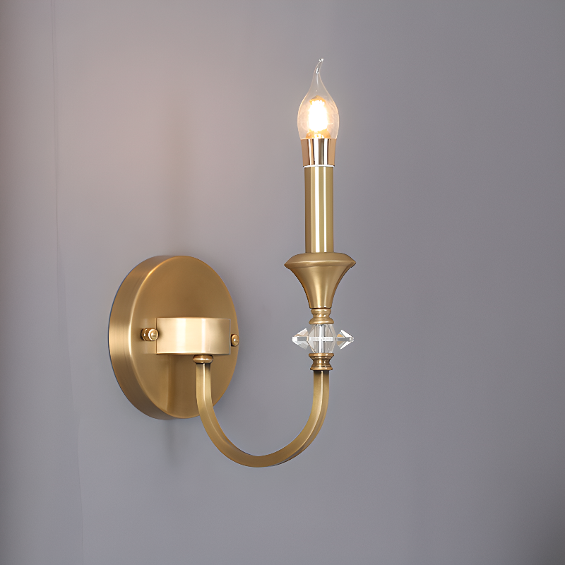 Applique murale vintage en fonte et cristal