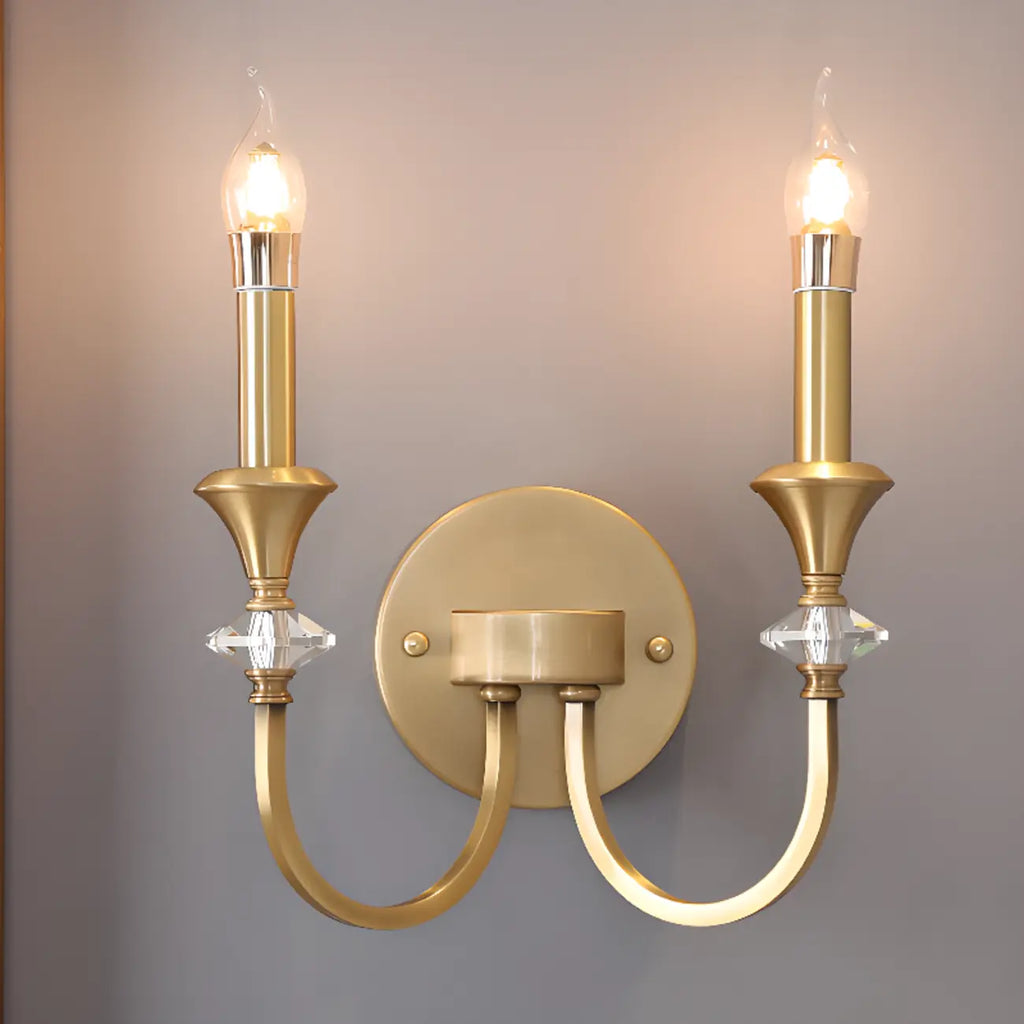 Applique murale vintage en fonte et cristal